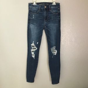 Dark Wash Distressed American Eagle Jeggings
